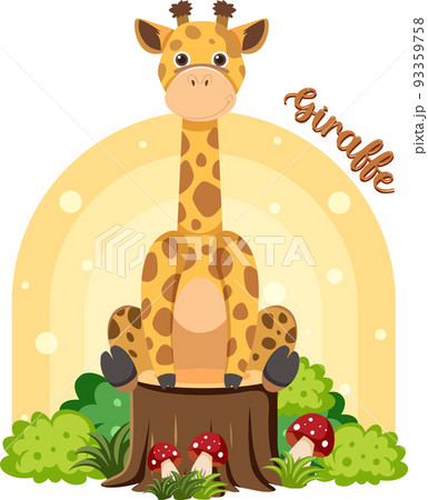 Cute giraffe in cartoon flat style Cute giraffe in cartoon flat style 93359758