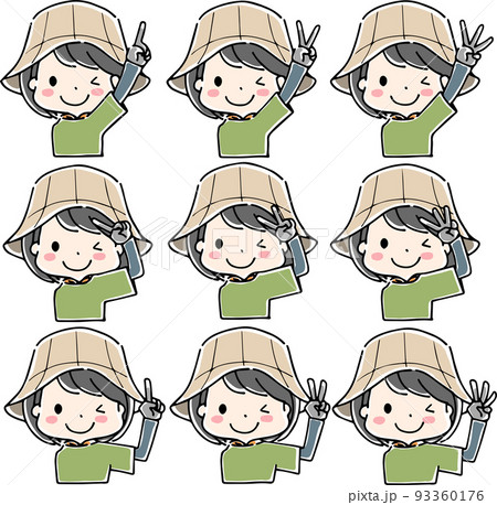 指で数を示す農作業着の女性の上半身 指で数を示す農作業着の女性の上半身 93360176