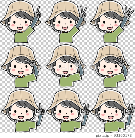 一名身穿農業工作服的婦女的上身用手指顯示數字 一名身穿農業工作服的婦女的上身用手指顯示數字 93360178