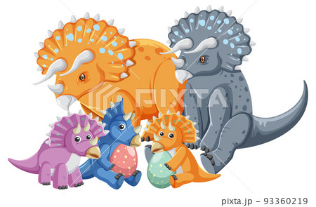 Cute triceratops dinosaur and baby 93360219