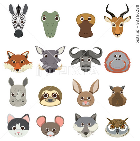 Wild animals set with nature elements 93360288
