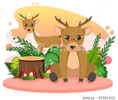 Two cute deers in flat cartoon style Two cute deers in flat cartoon style 93361012