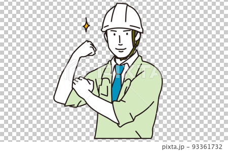 ガッツポーズをする建設作業員 93361732