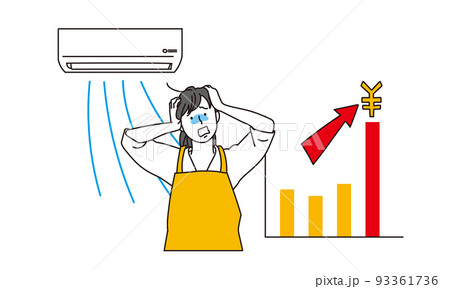電気代の値上がりに頭を抱える女性 93361736