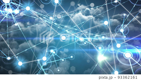Image of network of connections over clouds Image of network of connections over clouds 93362161