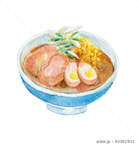 ラーメン　水彩イラスト 93362931