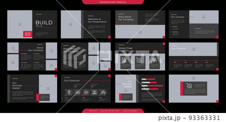 minimalist presentation templates. corporate booklet use in flyer and leaflet, marketing banner, advertising brochure, annual business report, website slider. Black red color company profile vector minimalist presentation templates. corporate booklet use in flyer and leaflet, marketing banner, advertising brochure, annual business report, website slider. Black red color company profile vector 93363331