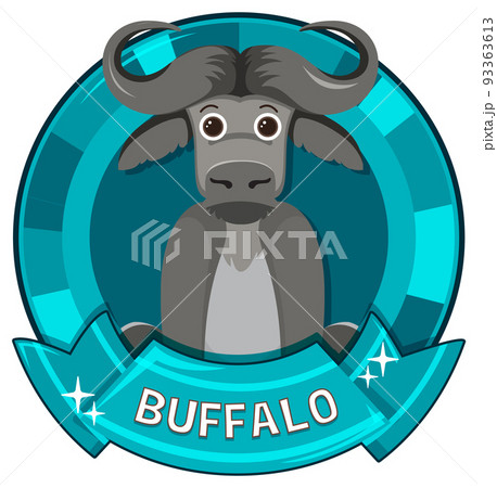 Cute buffalo cartoon badge Cute buffalo cartoon badge 93363613