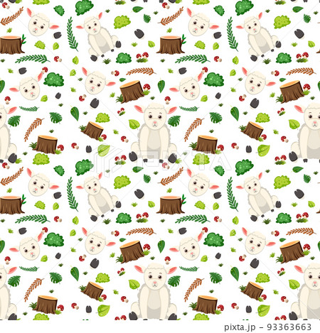 Sheep cute animal seamless pattern 93363663