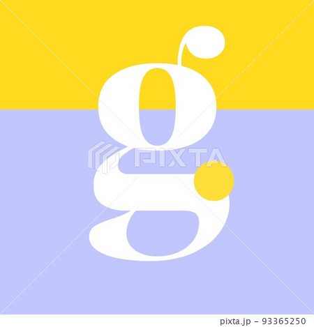 Composition of white letter g on blue and yellow background Composition of white letter g on blue and yellow background 93365250