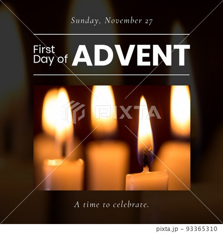 Composition of first day of advent text over candles Composition of first day of advent text over candles 93365310