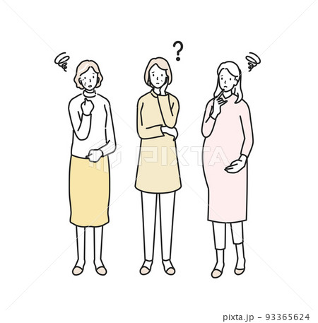 悩むいろいろな世代の女性 93365624