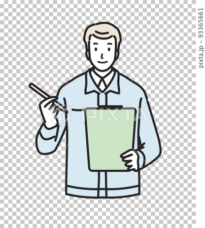 A man in work clothes interviewing A man in work clothes interviewing 93365661