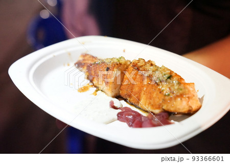 Foodtruck salmon steak, in foodtruck event., Bangkok, Thailand. 93366601