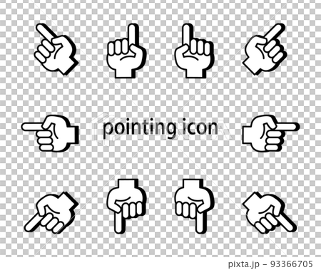 Pointing icon set Cartoon style vector illustration with shadow 93366705