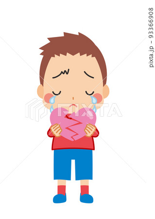 ひび割れたハートを持って泣いている可愛い小さな男の子のイラスト 人物 全身 白背景 ベクター ひび割れたハートを持って泣いている可愛い小さな男の子のイラスト 人物 全身 白背景 ベクター 93366908
