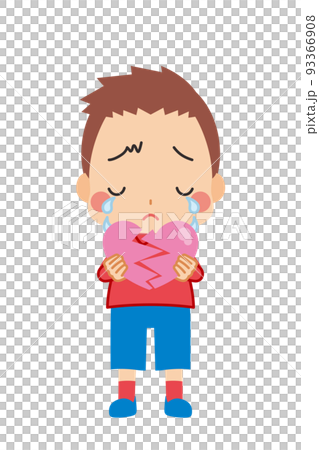 ひび割れたハートを持って泣いている可愛い小さな男の子のイラスト 人物 全身 白背景 ベクター ひび割れたハートを持って泣いている可愛い小さな男の子のイラスト 人物 全身 白背景 ベクター 93366908