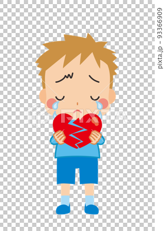ひび割れたハートを持って泣いている可愛い小さな男の子のイラスト 人物 全身 白背景 ベクター ひび割れたハートを持って泣いている可愛い小さな男の子のイラスト 人物 全身 白背景 ベクター 93366909