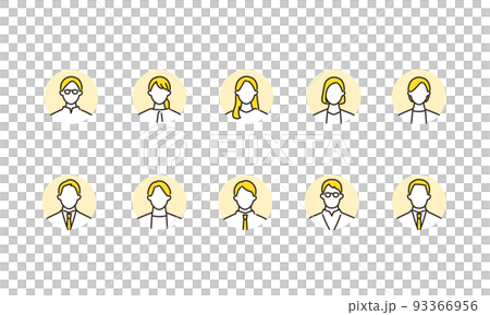 Business person icon set circle background 93366956