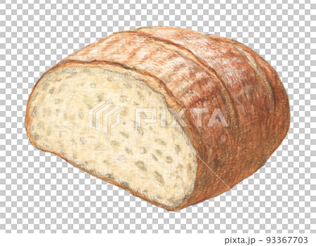一半黑麥麵包水彩鉛筆插圖透明背景 93367703