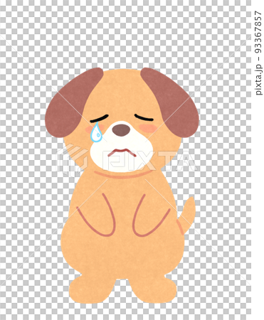 一隻哭臉的狗的插圖輪廓 = 部分實線和顏色棕色狗 93367857