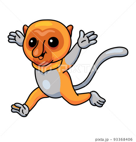 Cute little proboscis monkey cartoon running	 93368406