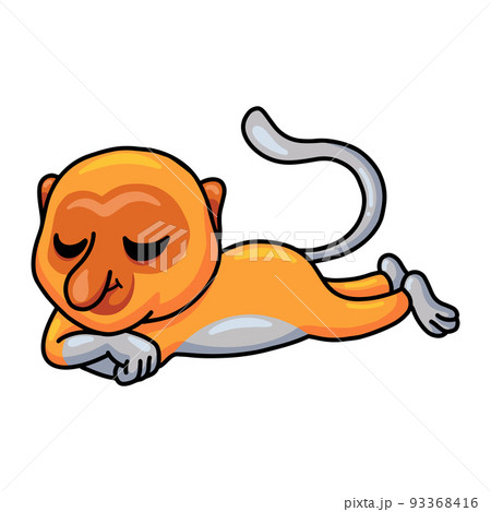 Cute little proboscis monkey cartoon sleeping Cute little proboscis monkey cartoon sleeping 93368416