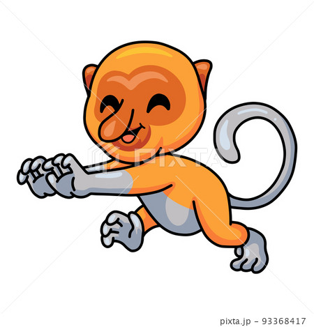 Cute little proboscis monkey cartoon walking Cute little proboscis monkey cartoon walking 93368417