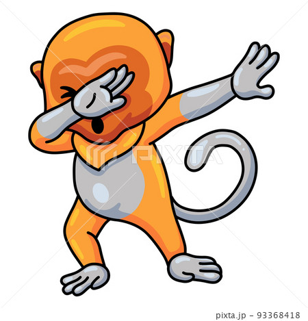 Cute little proboscis monkey cartoon dancing Cute little proboscis monkey cartoon dancing 93368418