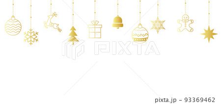 ゴールドのクリスマスオーナメントのベクターイラスト背景 93369462