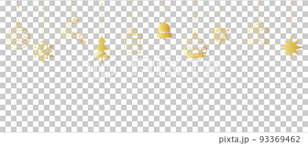 ゴールドのクリスマスオーナメントのベクターイラスト背景 93369462