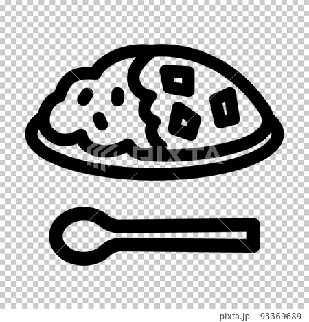 カレー 線画 アイコン シンプル ベクターイラストのイラスト素材
