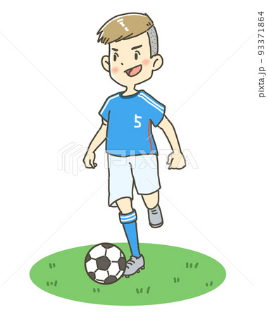 サッカー選手のイラスト ドリブルシーン サッカー選手のイラスト ドリブルシーン 93371864