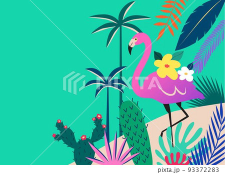 tropical summer drawing background 93372283