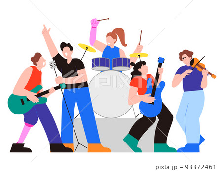Illustration of disabled and non-disabled people_enjoying music together 93372461