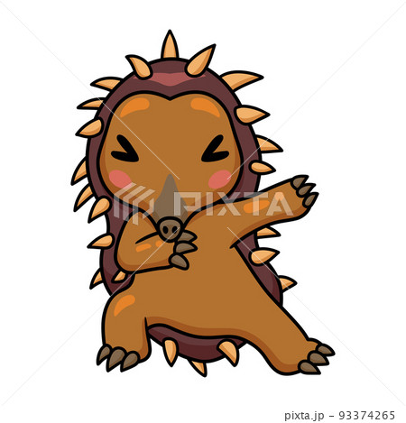 Cute little echidna cartoon dancing	 93374265
