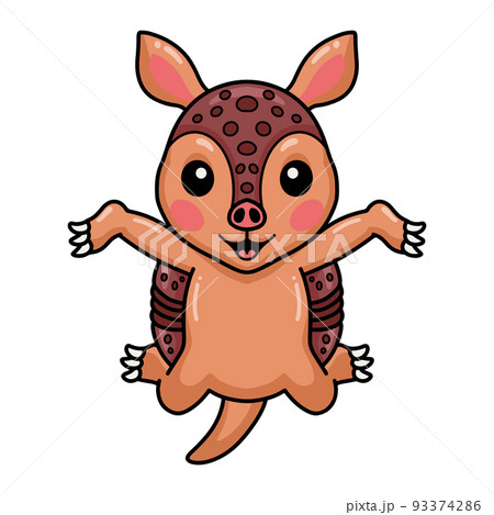 Cute little armadillo cartoon posing	 93374286