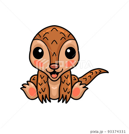 Cute little pangolin cartoon sitting	 93374331