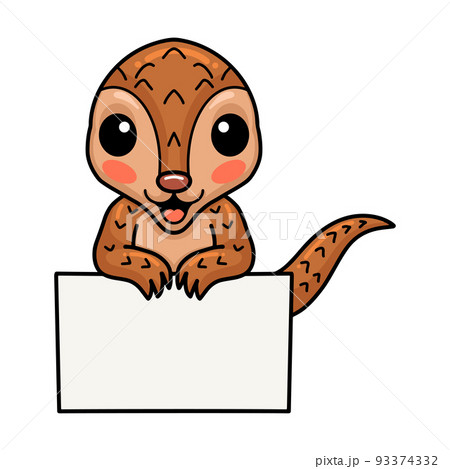 Cute little pangolin cartoon with blank sign Cute little pangolin cartoon with blank sign 93374332