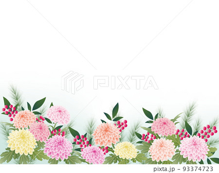 菊・松・南天・フレーム 93374723