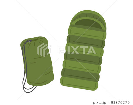 アウトドア用の寝袋と収納バッグのイラスト アウトドア用の寝袋と収納バッグのイラスト 93376279