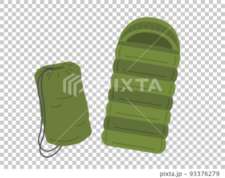 アウトドア用の寝袋と収納バッグのイラスト アウトドア用の寝袋と収納バッグのイラスト 93376279