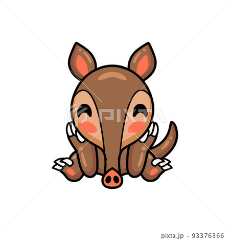Cute little aardvark cartoon sitting	 93376366