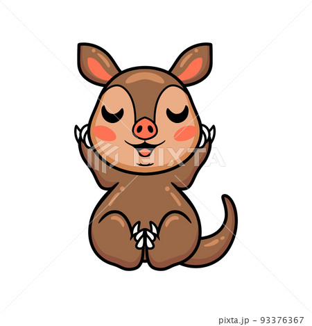 Cute little aardvark cartoon sitting	 93376367