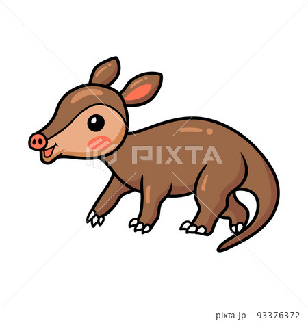 Cute little aardvark cartoon character	 93376372