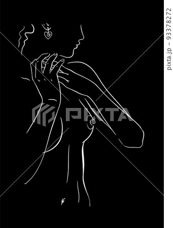 Minimalist style drawing of woman with hands - Stock Illustration  [93378272] - PIXTA