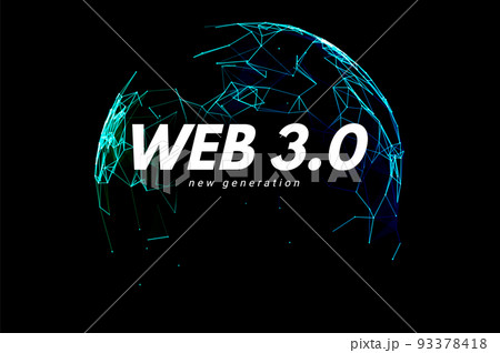 Web 3 world technology digital background. Web3 planet future internet new version blockchain 93378418
