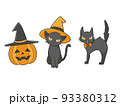 ハロウィン　帽子を被ったジャックオーランタンと黒猫2 93380312