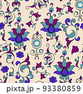 Line art damask pattern for fabric design. Modern cover design set. Vector texture. Abstract geometric vector surface.  93380859
