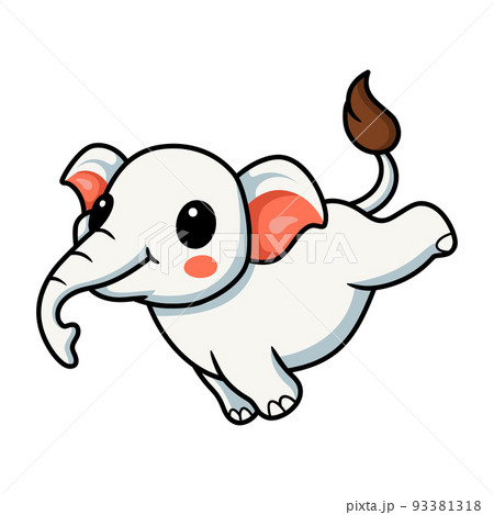 Cute little elephant cartoon jumping	 93381318